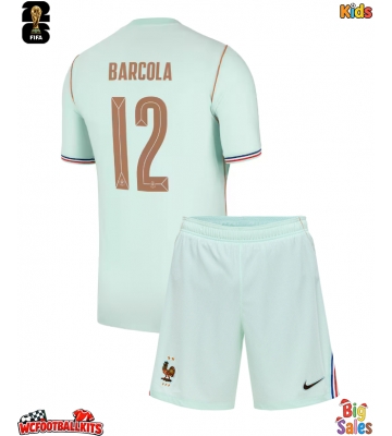 France Bradley Barcola #12 Replica Away Stadium Kit for Kids World Cup 2026 Short Sleeve (+ pants)